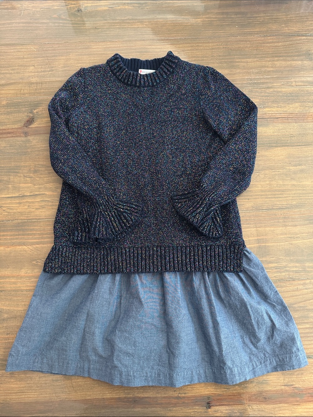 Crew cuts Kids Navy Multicolor Sparkle Sweater Dress